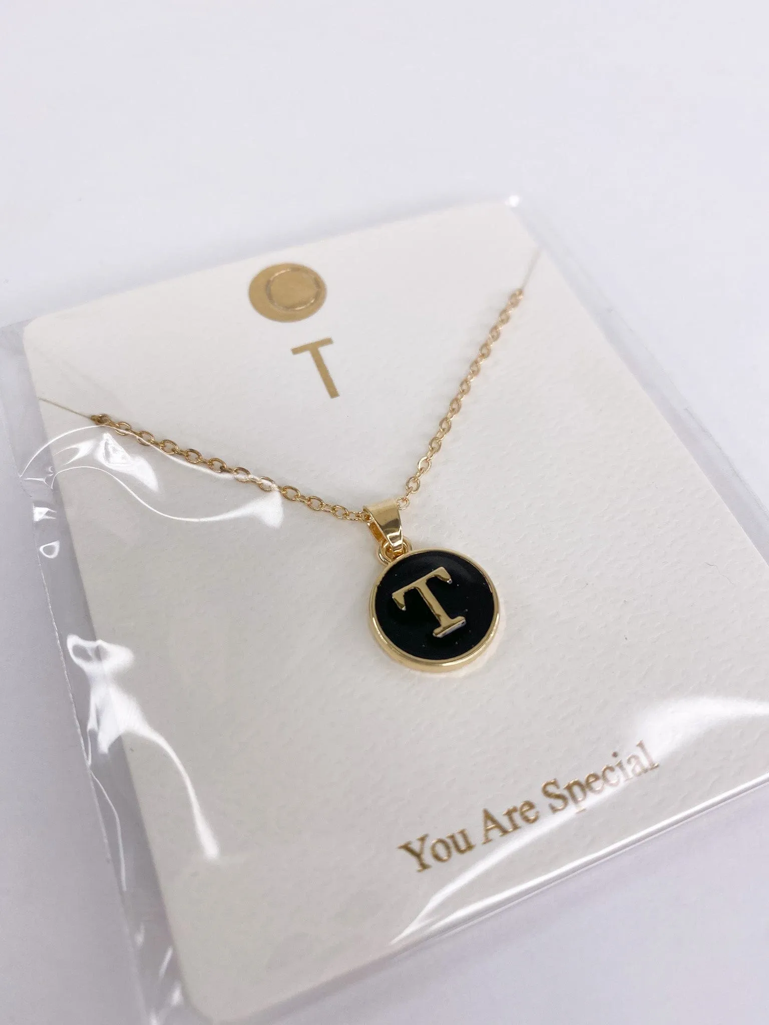 Enamel Initial Necklace