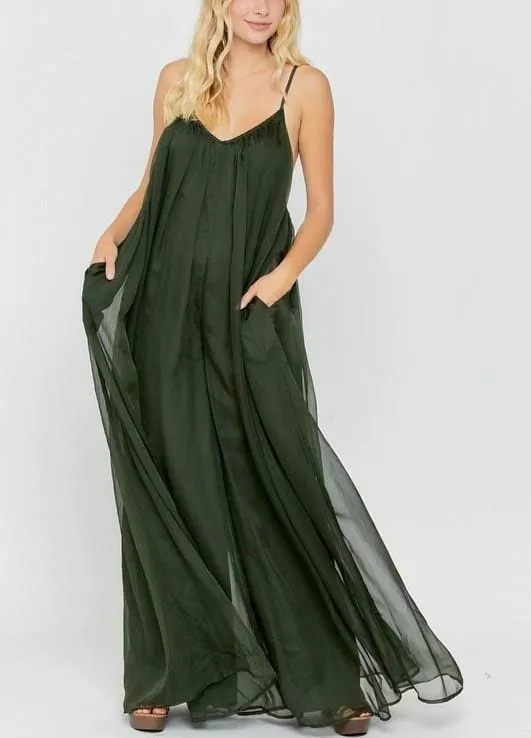 Flowy chiffon adjustable strap jumpsuit