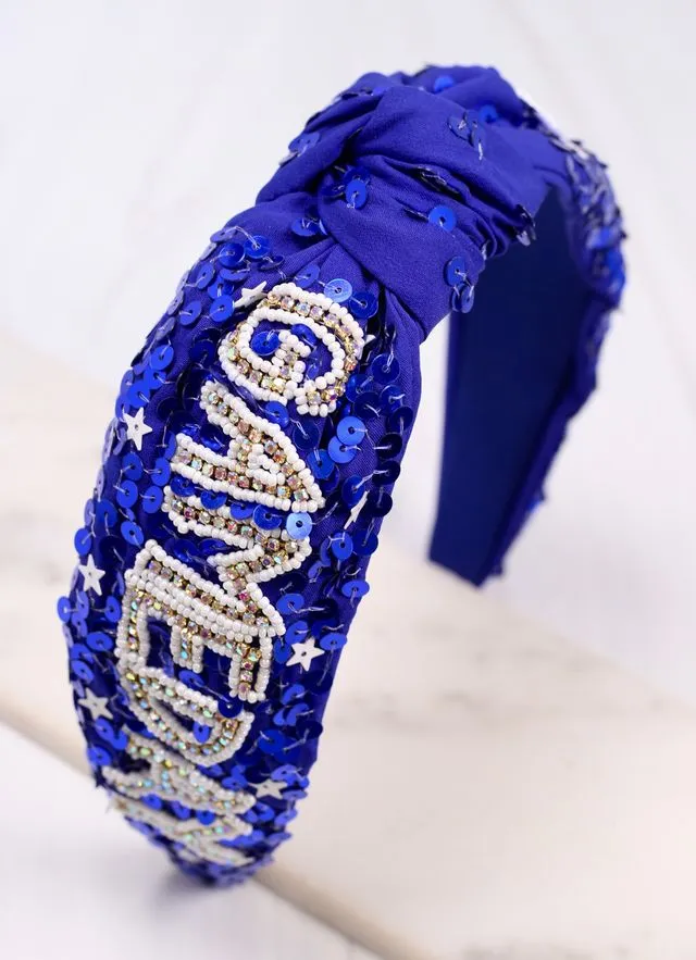 Game Day Sequin Headband BLUE