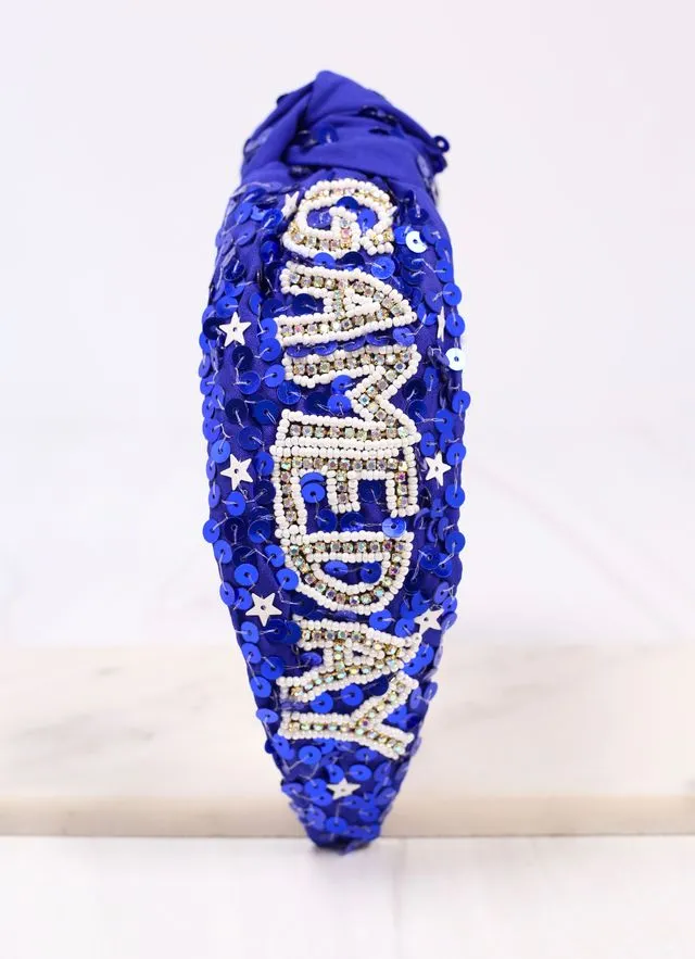 Game Day Sequin Headband BLUE