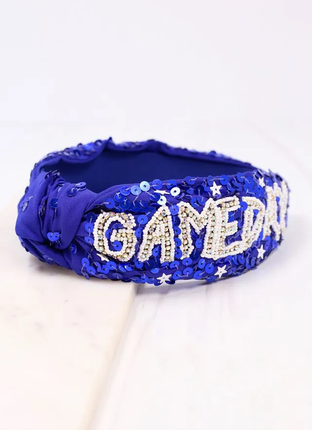 Game Day Sequin Headband BLUE