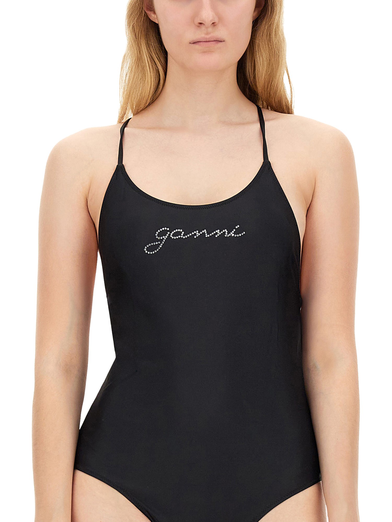 GANNI    ONE PIECE SWIMSUIT WITH LOGO