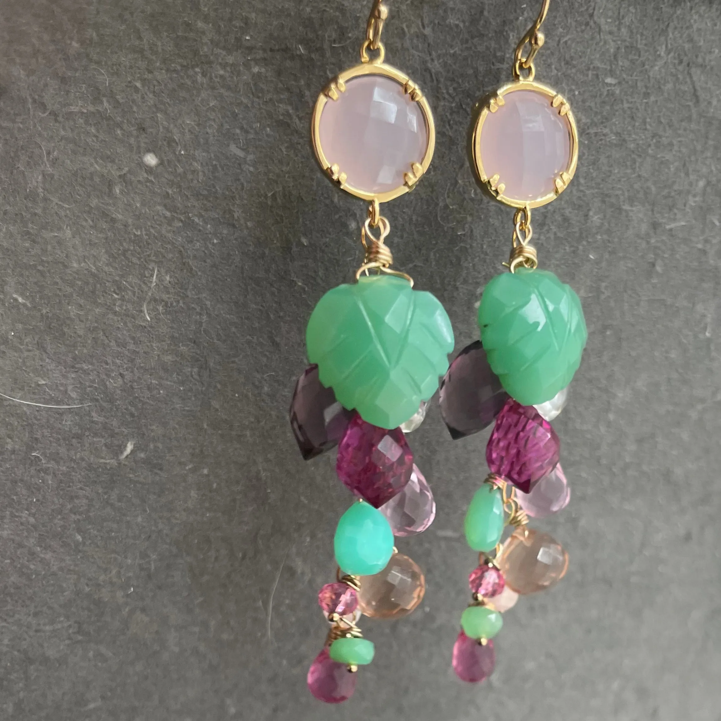 Garden of Happiness Gemstone  Cascade earrings