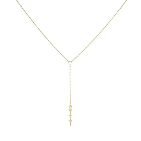 Gold Lillie Chain Necklace with Triple Dala Lantern Lariat Drop