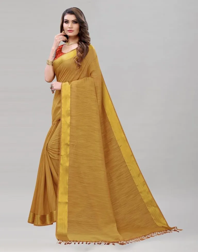 Golden Orange Cotton Saree