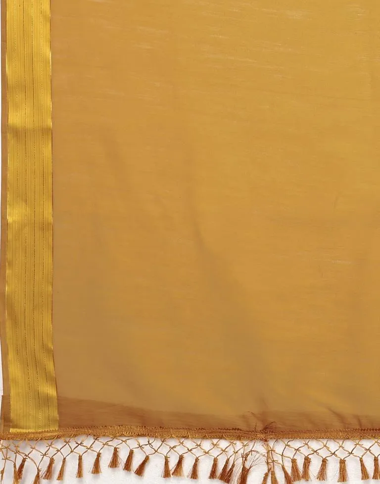 Golden Orange Cotton Saree