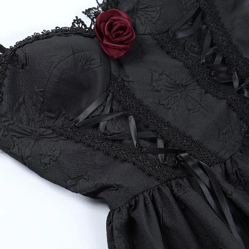 Gothic Vintage Black Elegant Lace With V-Neck