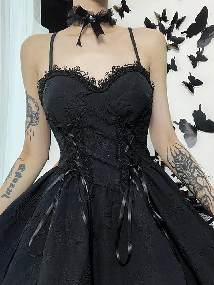 Gothic Vintage Black Elegant Lace With V-Neck