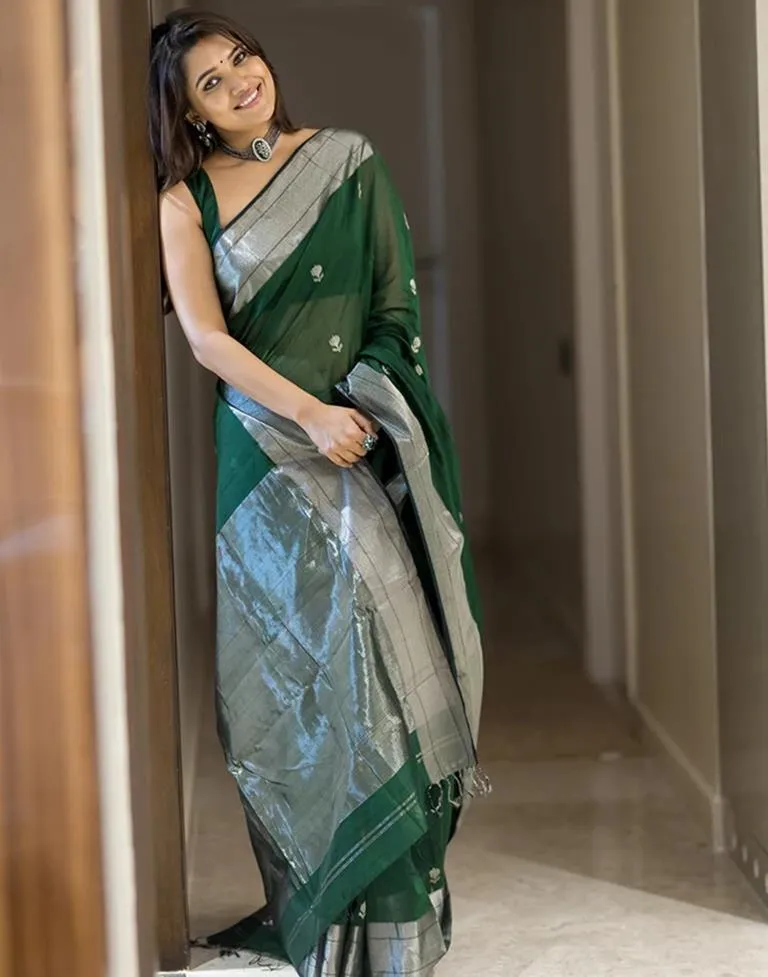 Green Weaving Cotton Saree