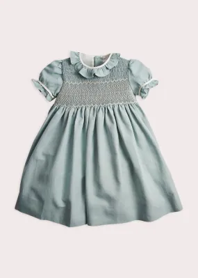 Handsmocked Flower Girl Occasion Dress in Teal & Ivory (12mths-8yrs)