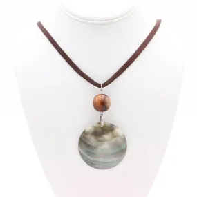 Hawaiian Koa Bead and Black Mother of Pearl Pendant