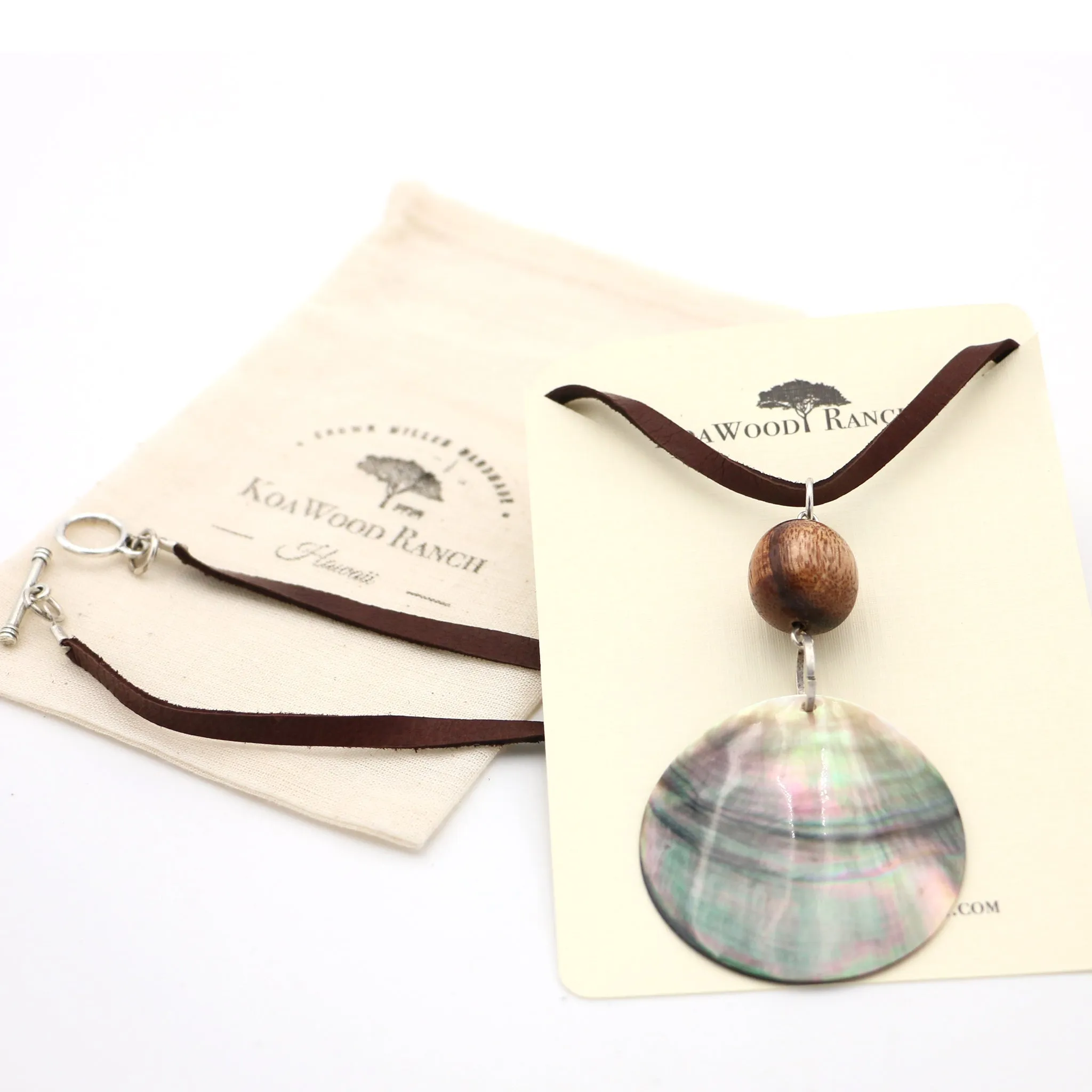 Hawaiian Koa Bead and Black Mother of Pearl Pendant