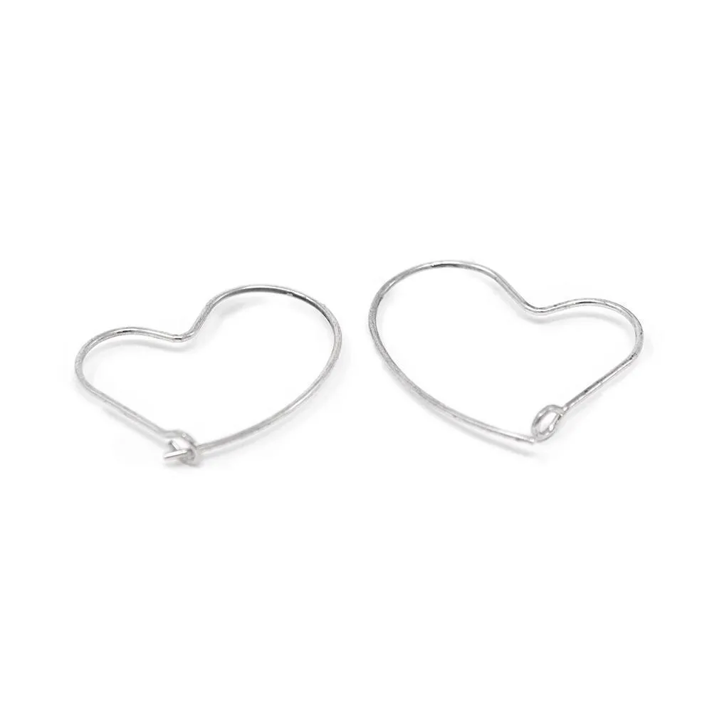 Heart Hoop Earrings 24kt White Gold Dip