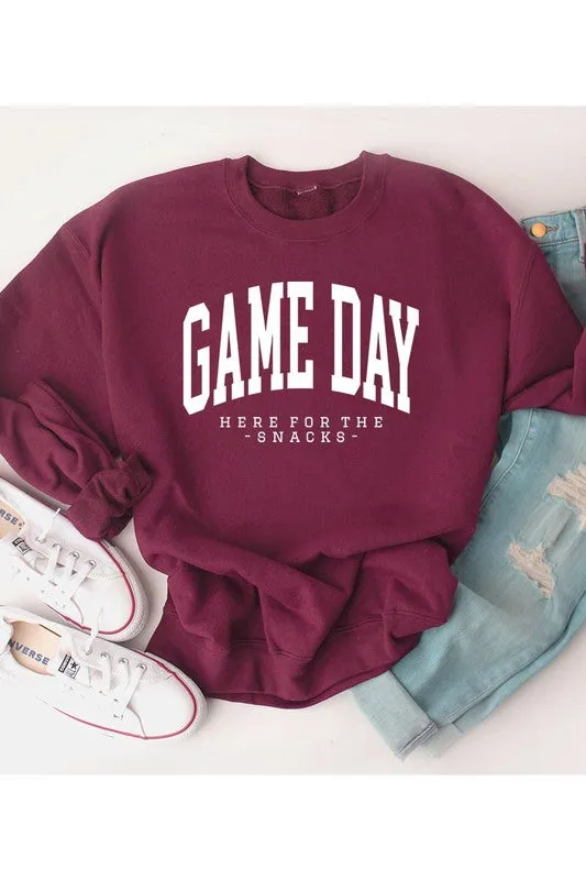 HERE FOR THE SNACKS GAME DAY UNISEX FLEECE SWEATSHIRT