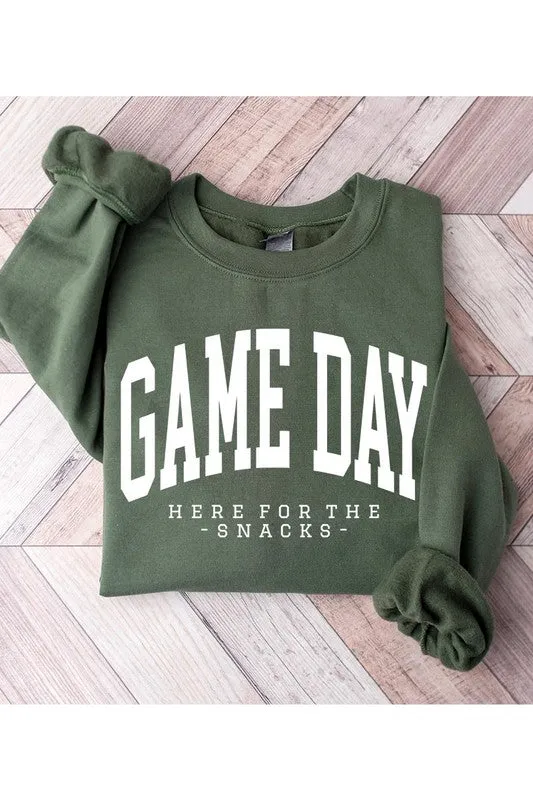 HERE FOR THE SNACKS GAME DAY UNISEX FLEECE SWEATSHIRT