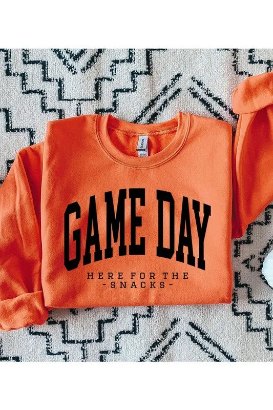 HERE FOR THE SNACKS GAME DAY UNISEX FLEECE SWEATSHIRT