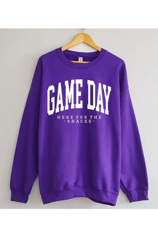 HERE FOR THE SNACKS GAME DAY UNISEX FLEECE SWEATSHIRT