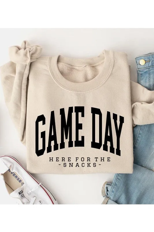 HERE FOR THE SNACKS GAME DAY UNISEX FLEECE SWEATSHIRT