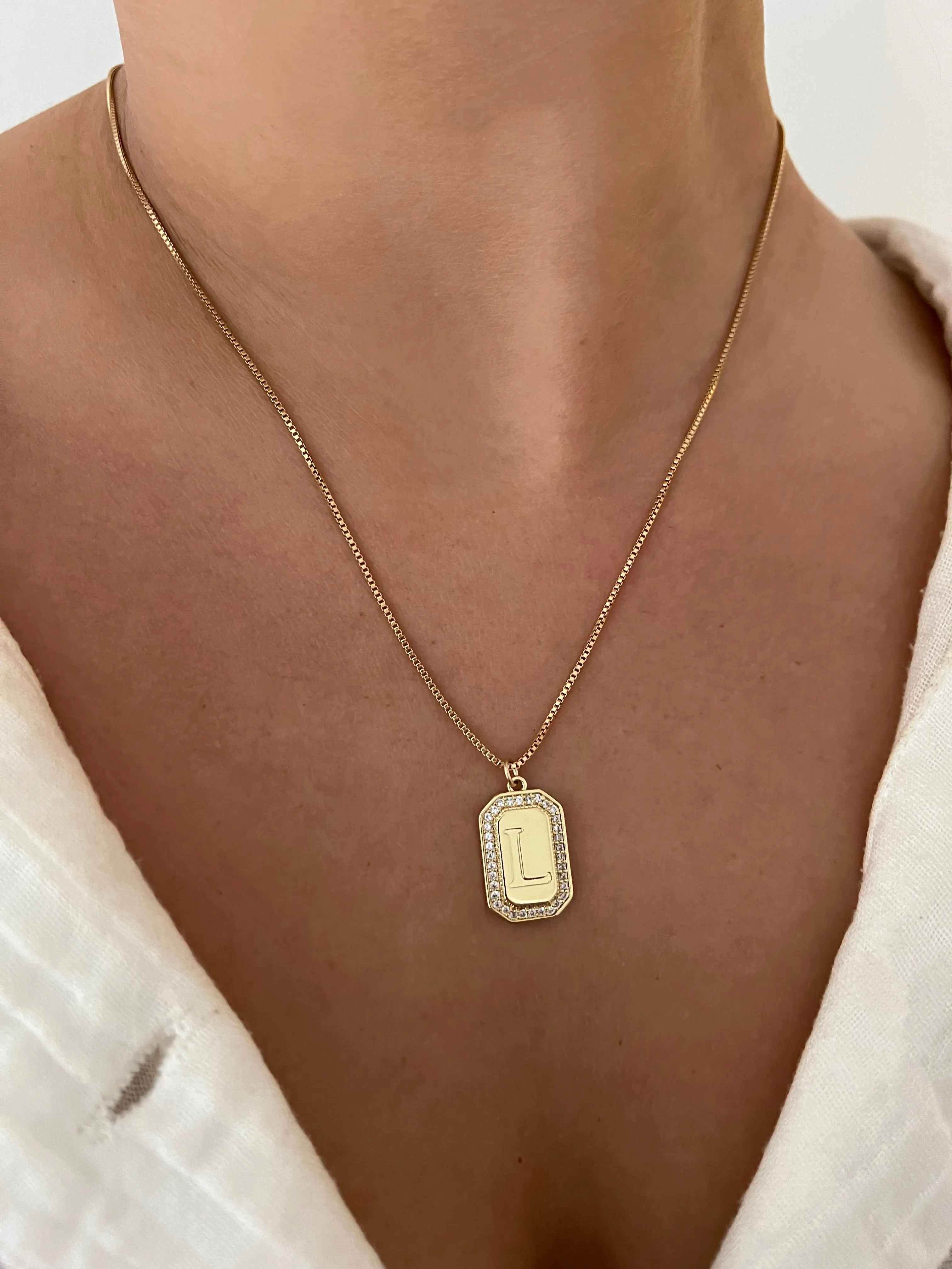 INITIAL TAG NECKLACE