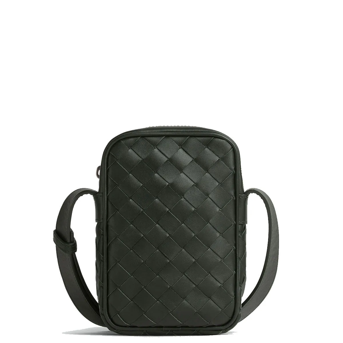 Intrecciato Zip Phone Crossbody, Dark Green