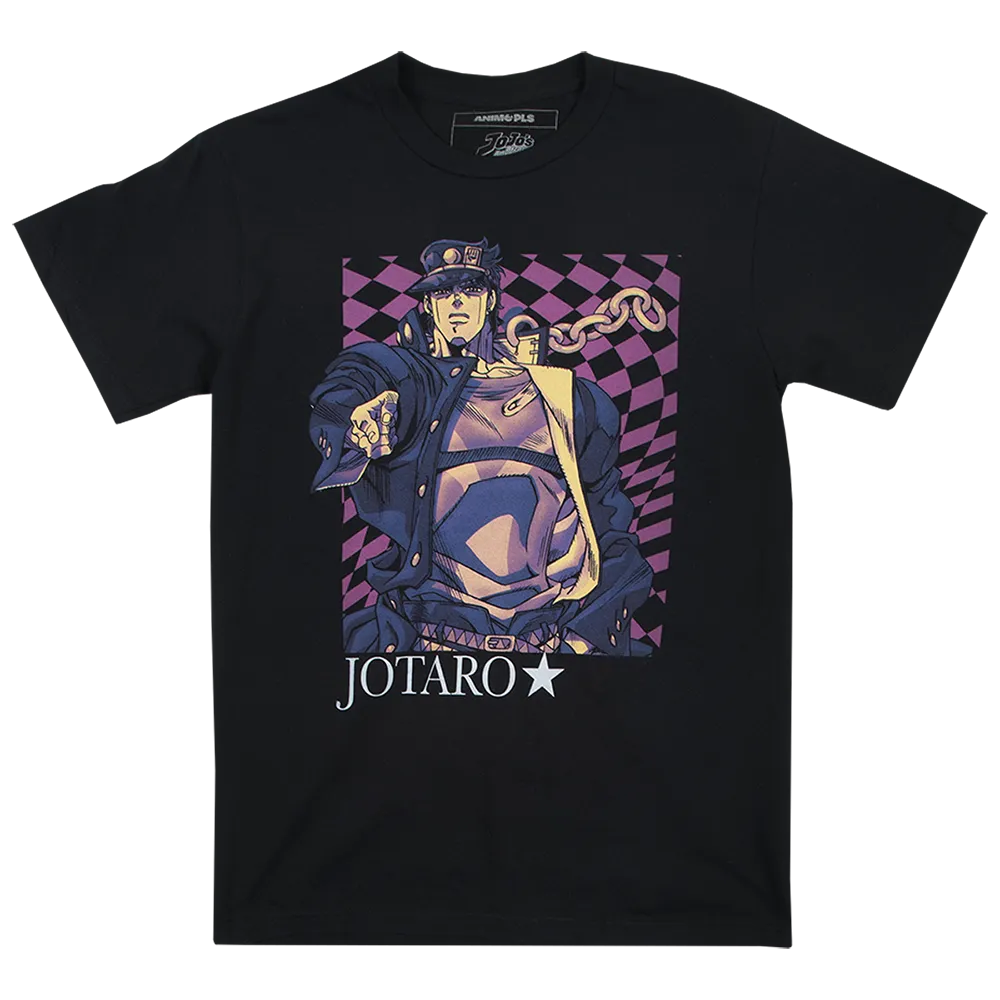 Jotaro Checkered Black Tee