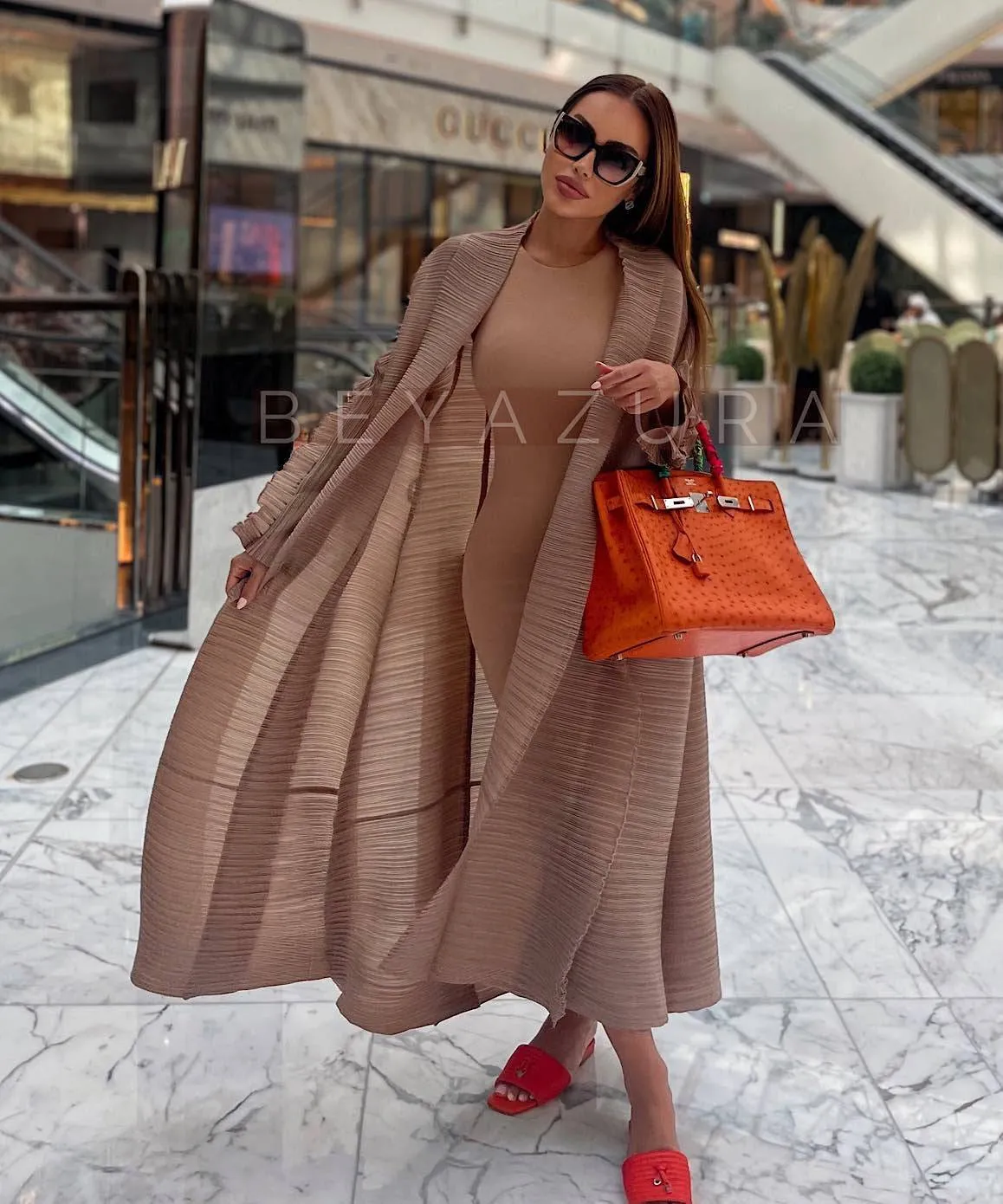 Long Pleated Loose Frilled Dress