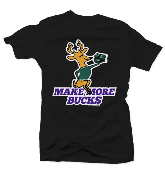 Make More Bucks Black Tee