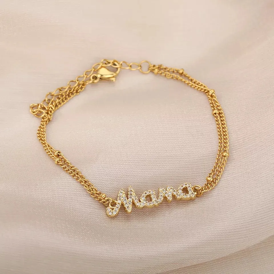 Mama Script Bracelet