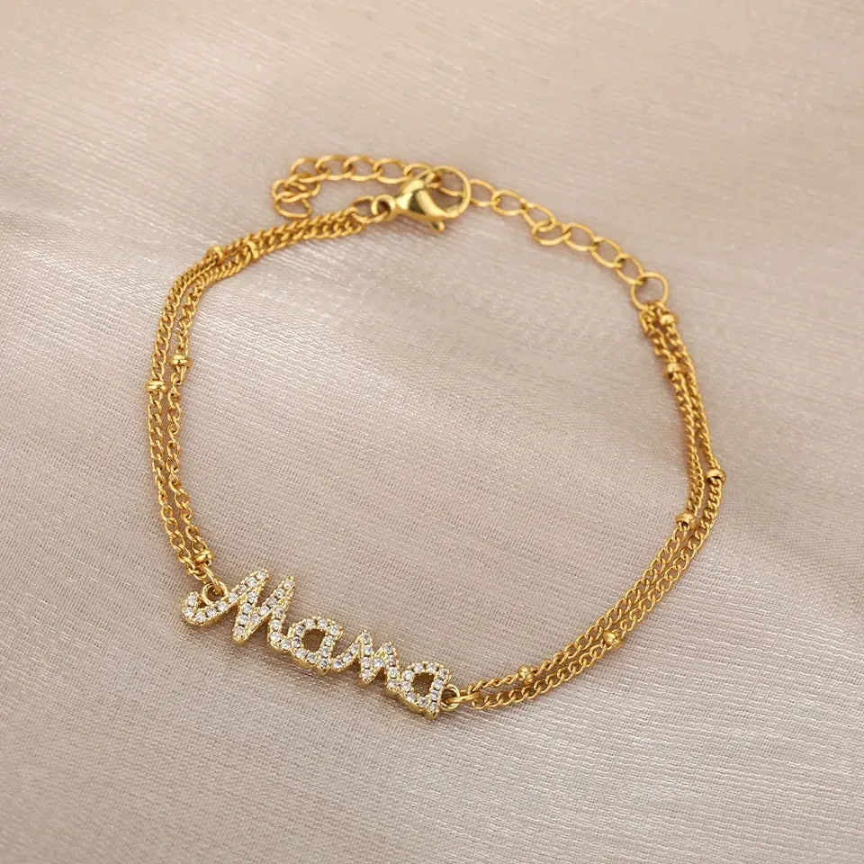 Mama Script Bracelet