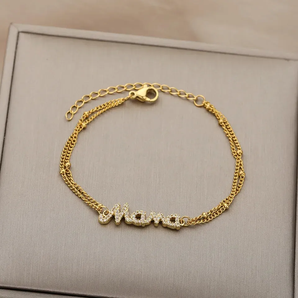 Mama Script Bracelet