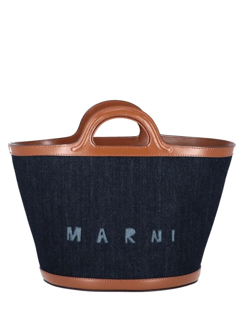 Marni Logo Detailed Small Tropical Tote Bag