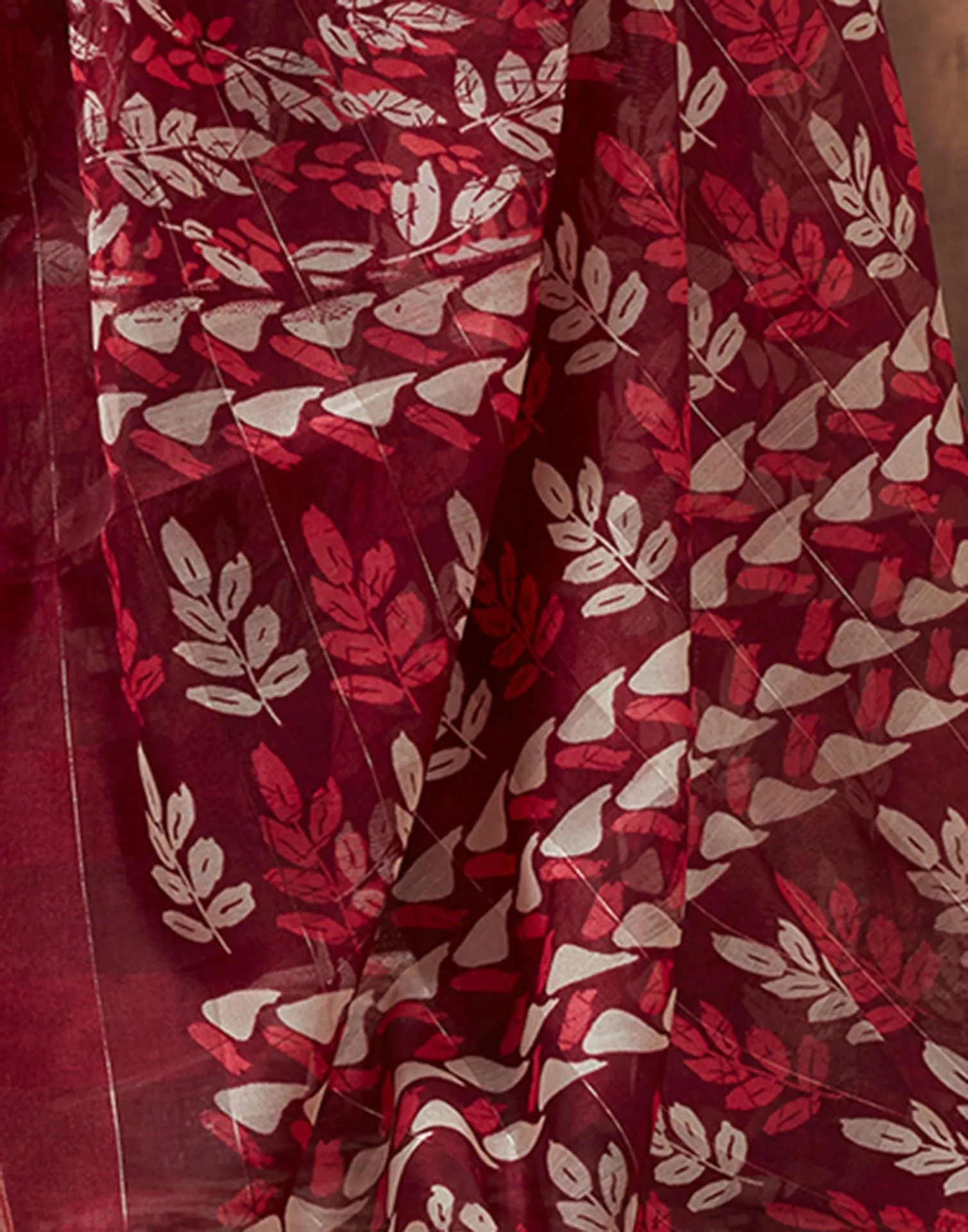 Maroon Printed Cotton Saree