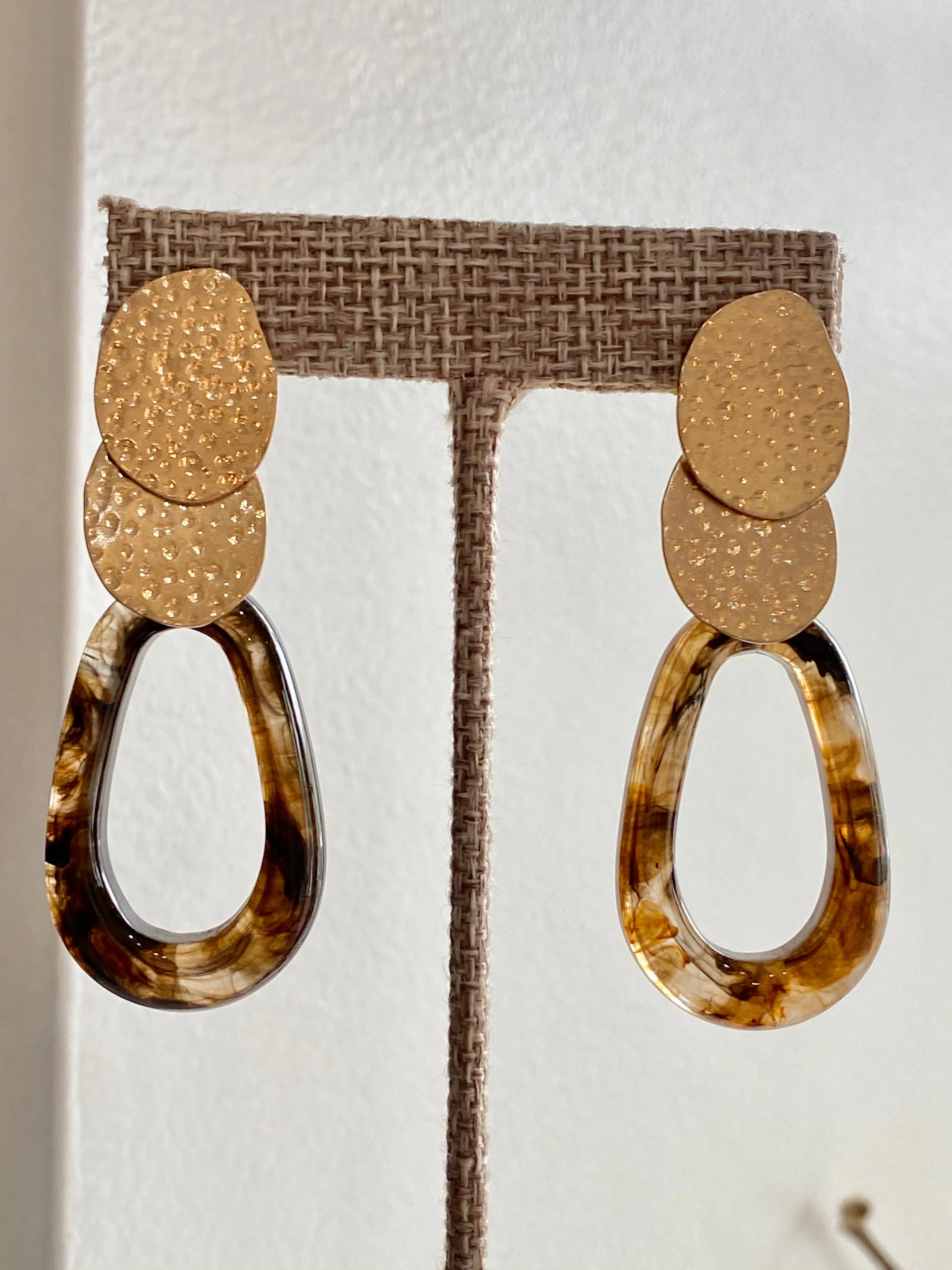 Modern Dangle Tortoise Shell Stud Earrings