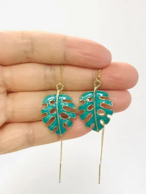 Monstera Leaf Threader Earrings