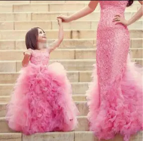 Mother and Daughter Ruffle Formal Dresses