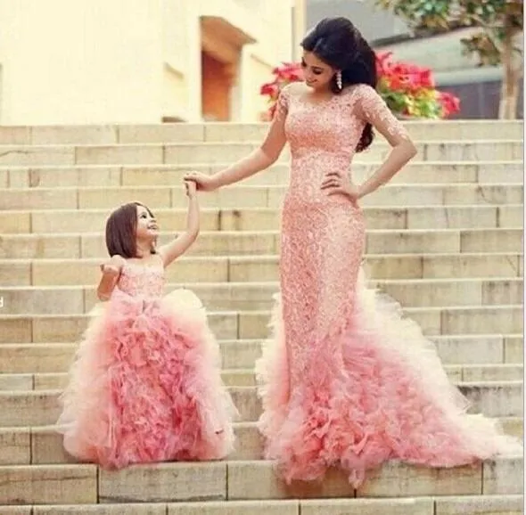 Mother and Daughter Ruffle Formal Dresses