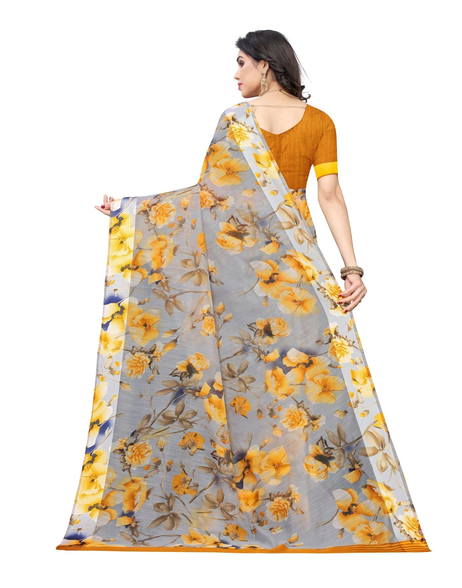 Mustard Yellow Cotton Saree