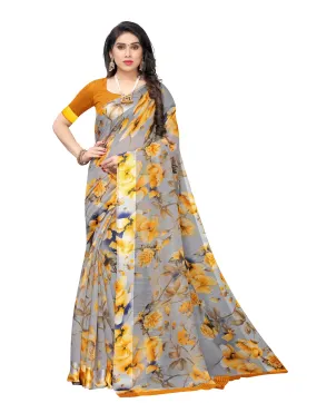 Mustard Yellow Cotton Saree