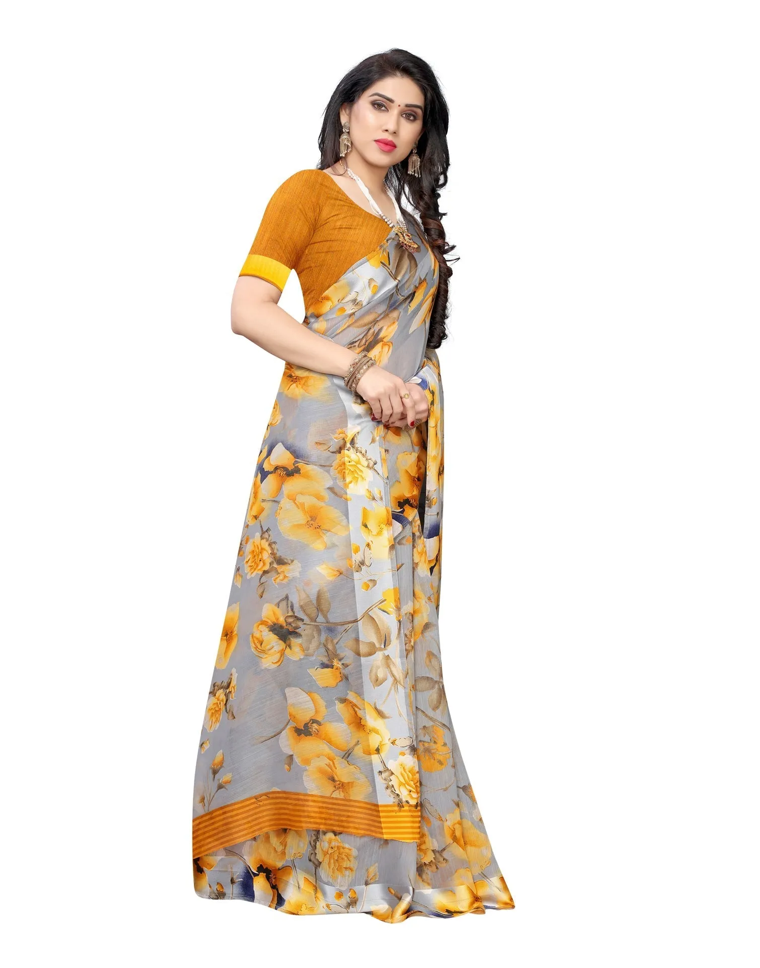 Mustard Yellow Cotton Saree