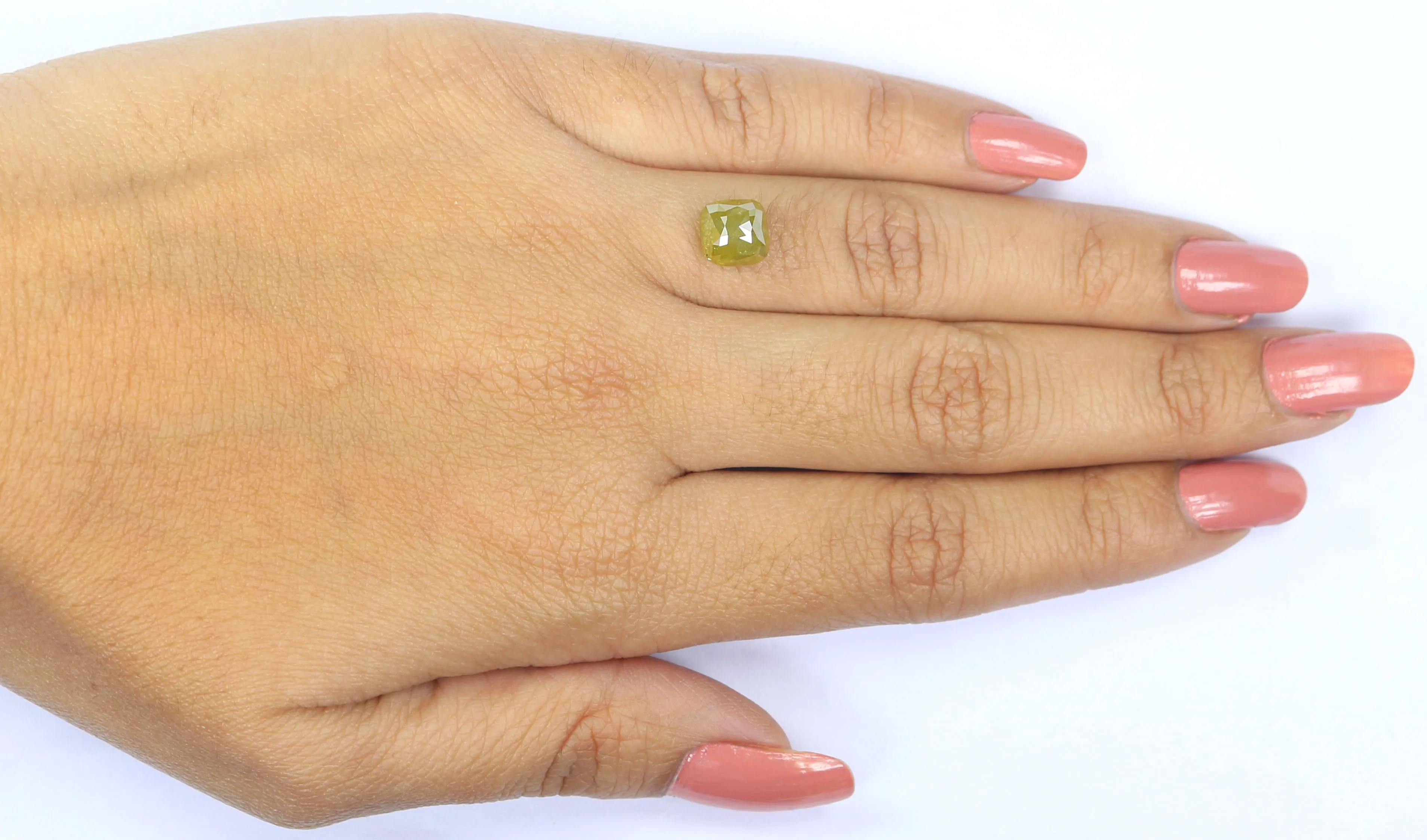 Natural Loose Cushion Yellow Green Color Diamond 2.27 CT 7.00 MM Cushion Shape Rose Cut Diamond L5005