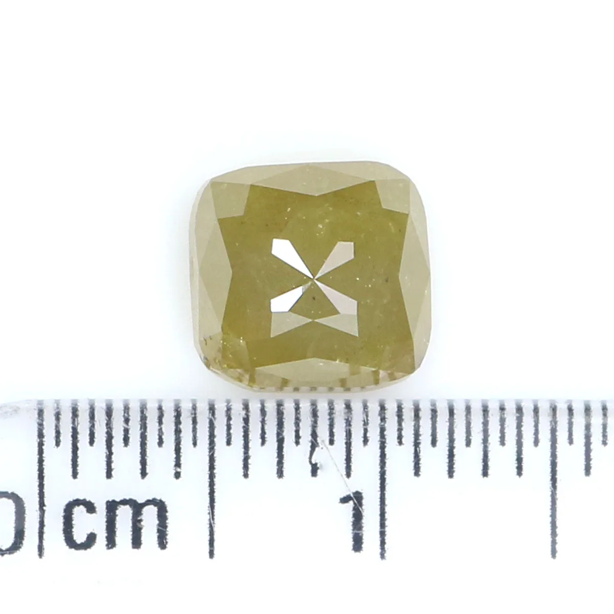 Natural Loose Cushion Yellow Green Color Diamond 2.27 CT 7.00 MM Cushion Shape Rose Cut Diamond L5005