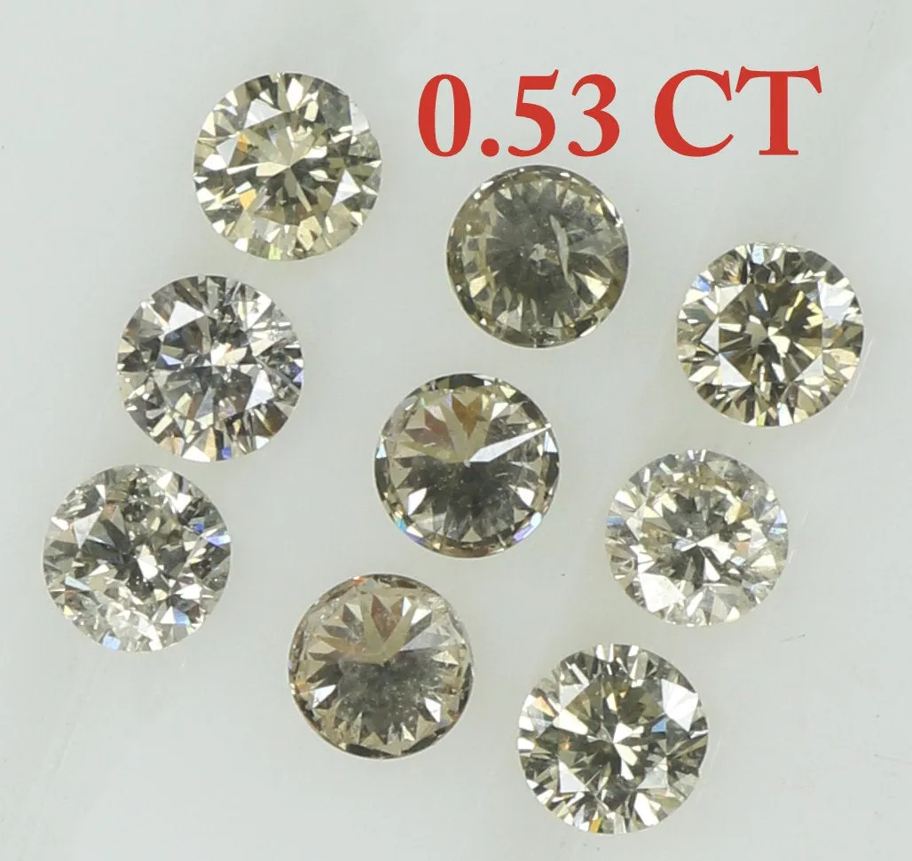 Natural Loose Diamond Round Brown Color SI2 Clarity 9 Pcs 0.53 Ct KR1464