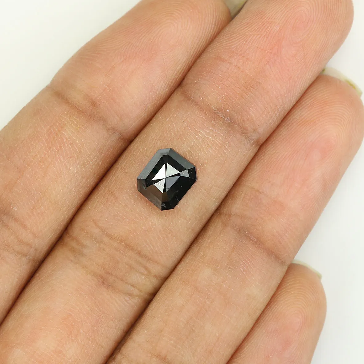 Natural Loose Emerald Shape Black Color Diamond 1.64 CT 7.20 MM Emerald Shape Rose Cut Diamond L1336