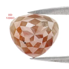 Natural Loose Heart Brown Grey Color Diamond 1.57 CT 7.14 MM Heart Shape Rose Cut Diamond L6050