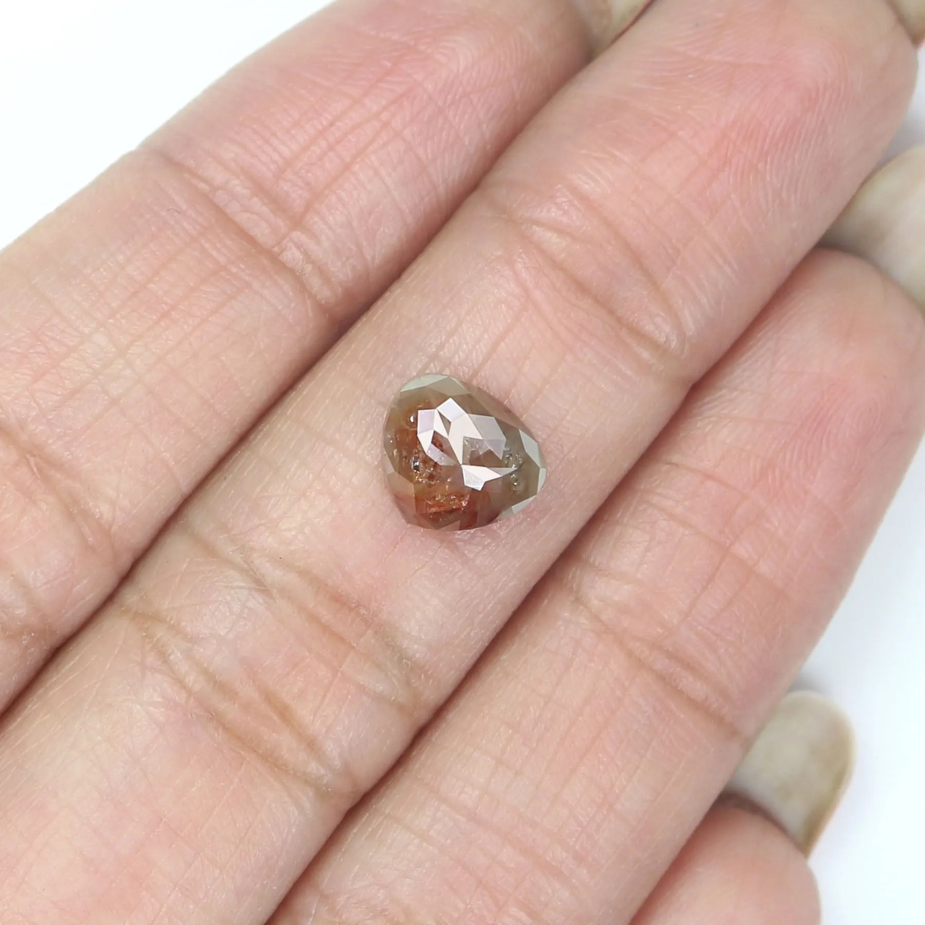 Natural Loose Heart Brown Grey Color Diamond 1.57 CT 7.14 MM Heart Shape Rose Cut Diamond L6050