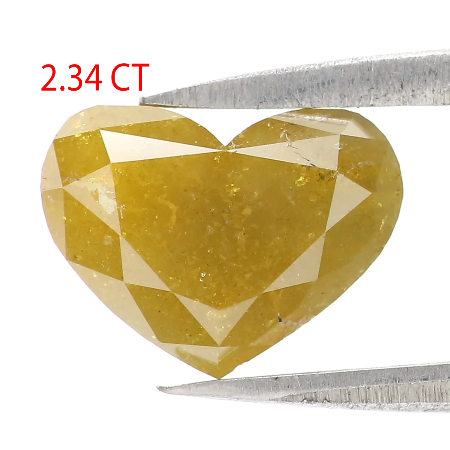 Natural Loose Heart Yellow Color Diamond 2.34 CT 7.34 MM Heart Shape Rose Cut Diamond L2694