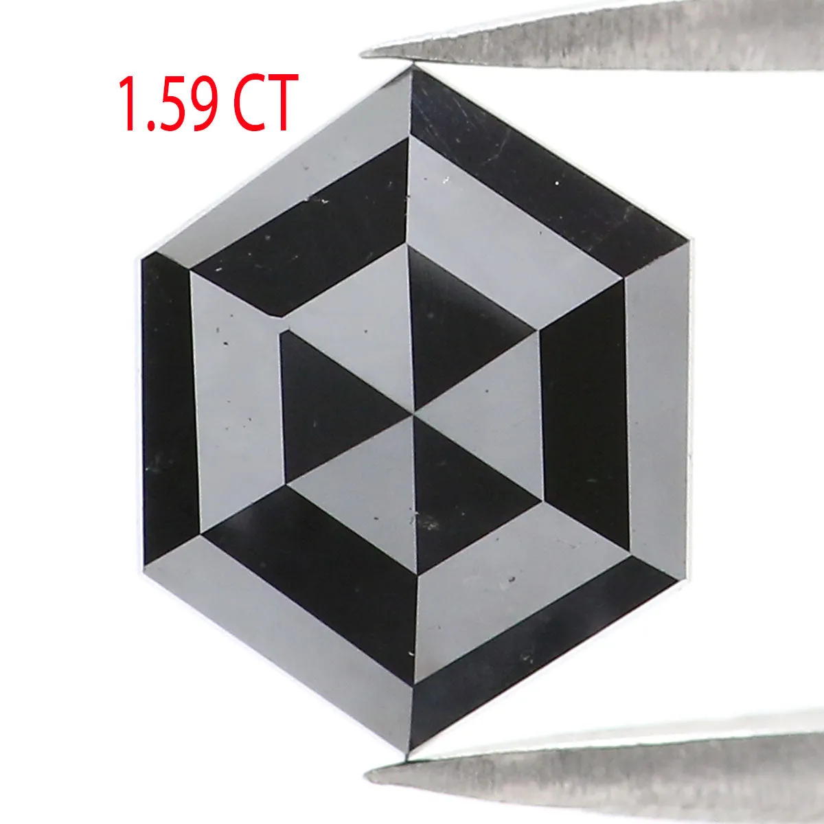 Natural Loose Hexagon Diamond Black Color 1.59 CT 8.35 MM Hexagon Shape Rose Cut Diamond KR2232