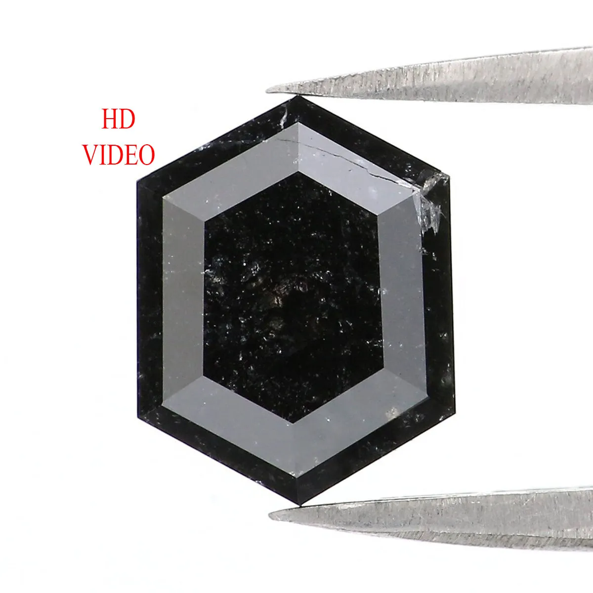 Natural Loose Hexagon Diamond Black Color 1.97 CT 9.24 MM Hexagon Shape Rose Cut Diamond L9328