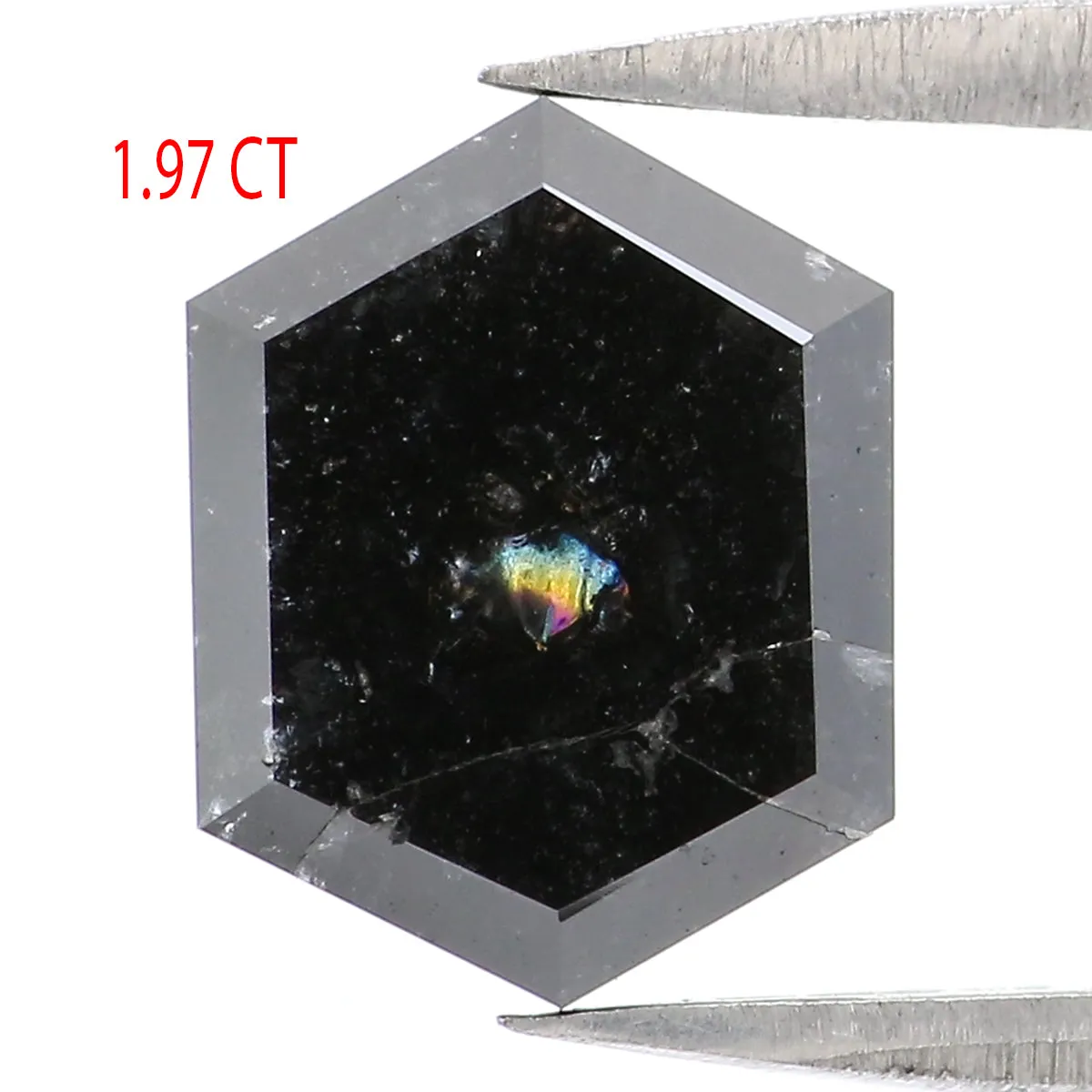 Natural Loose Hexagon Diamond Black Color 1.97 CT 9.24 MM Hexagon Shape Rose Cut Diamond L9328