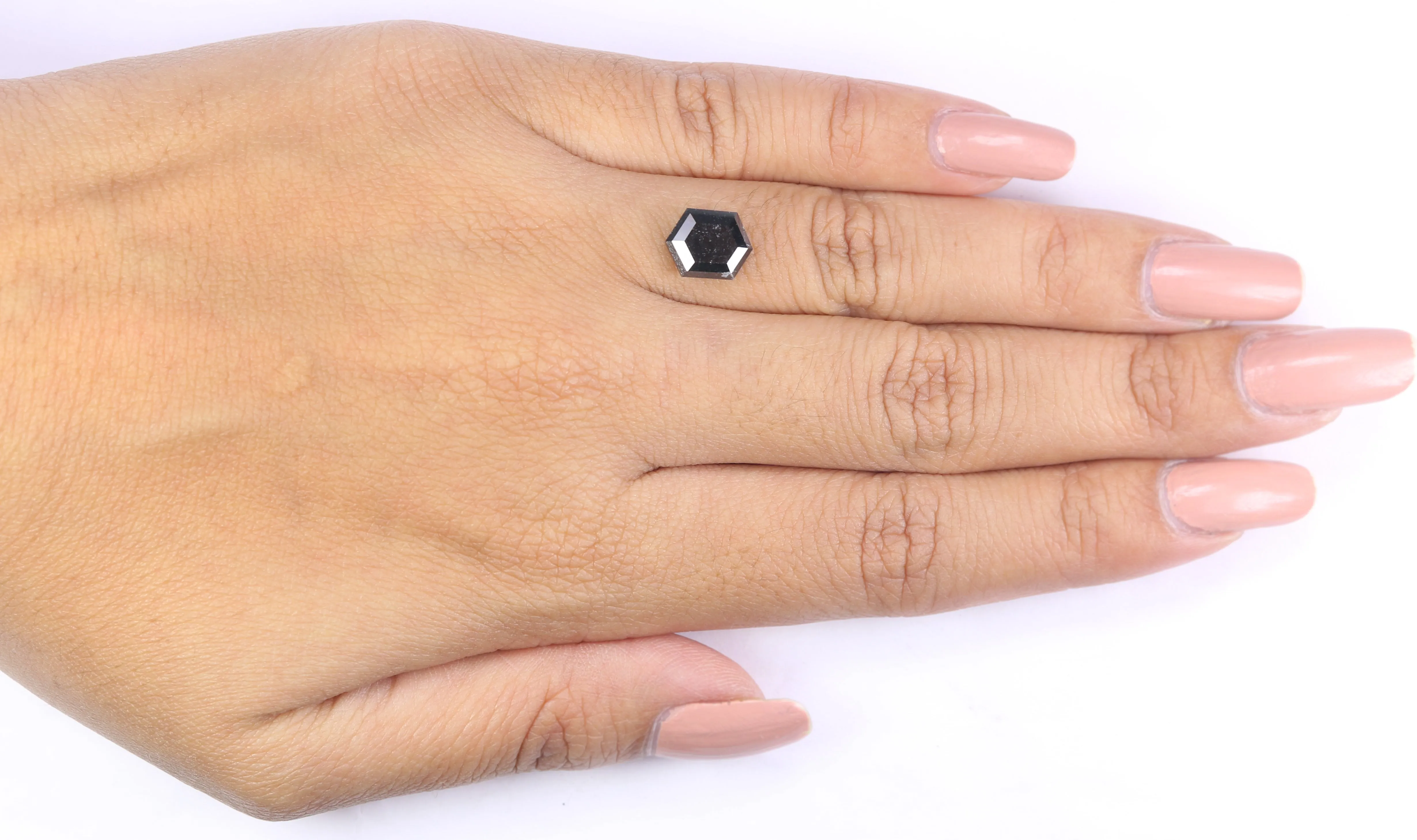 Natural Loose Hexagon Diamond Black Color 1.97 CT 9.24 MM Hexagon Shape Rose Cut Diamond L9328